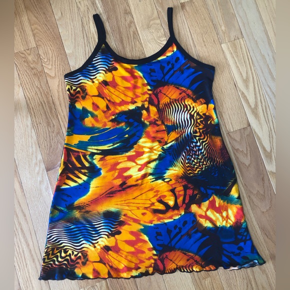 4 for 25$ Colorful Beach Dress. Summer Spaghetti Straps Mini Dress. Size Large. - Picture 2 of 4